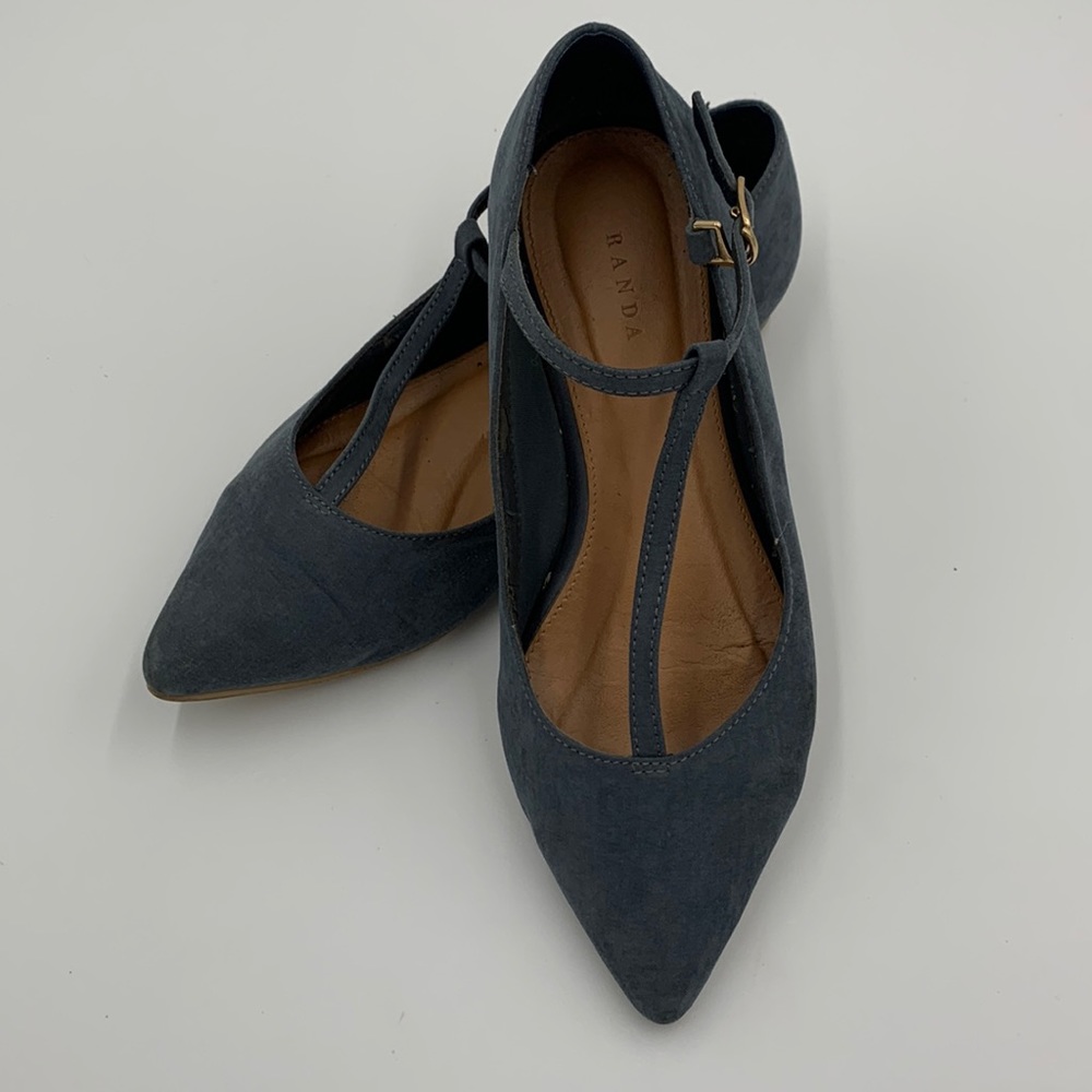 RANDA Faux Suede flats in Dusty Blue from Japan